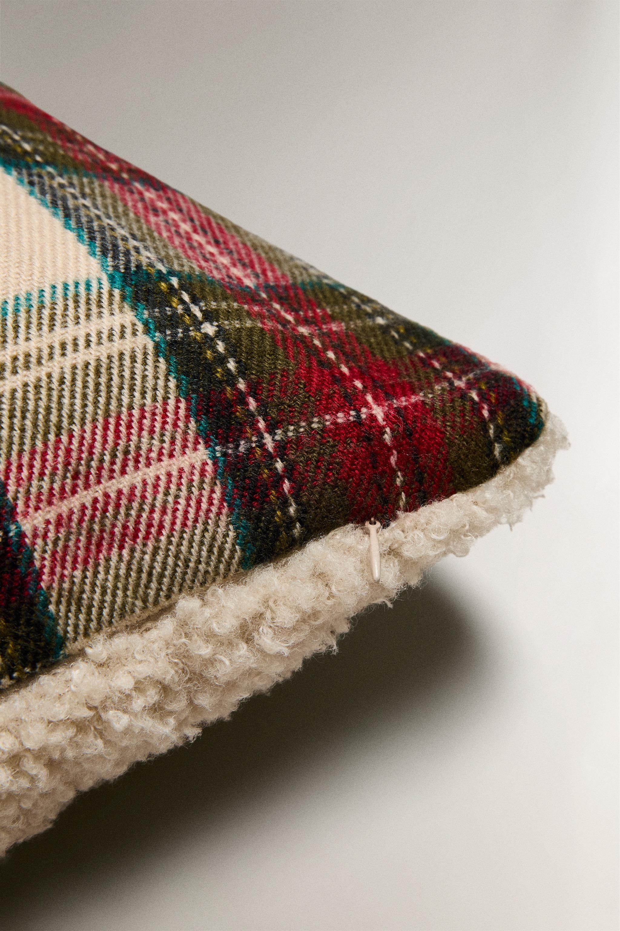 CHRISTMAS TARTAN CHECK THROW PILLOW COVER